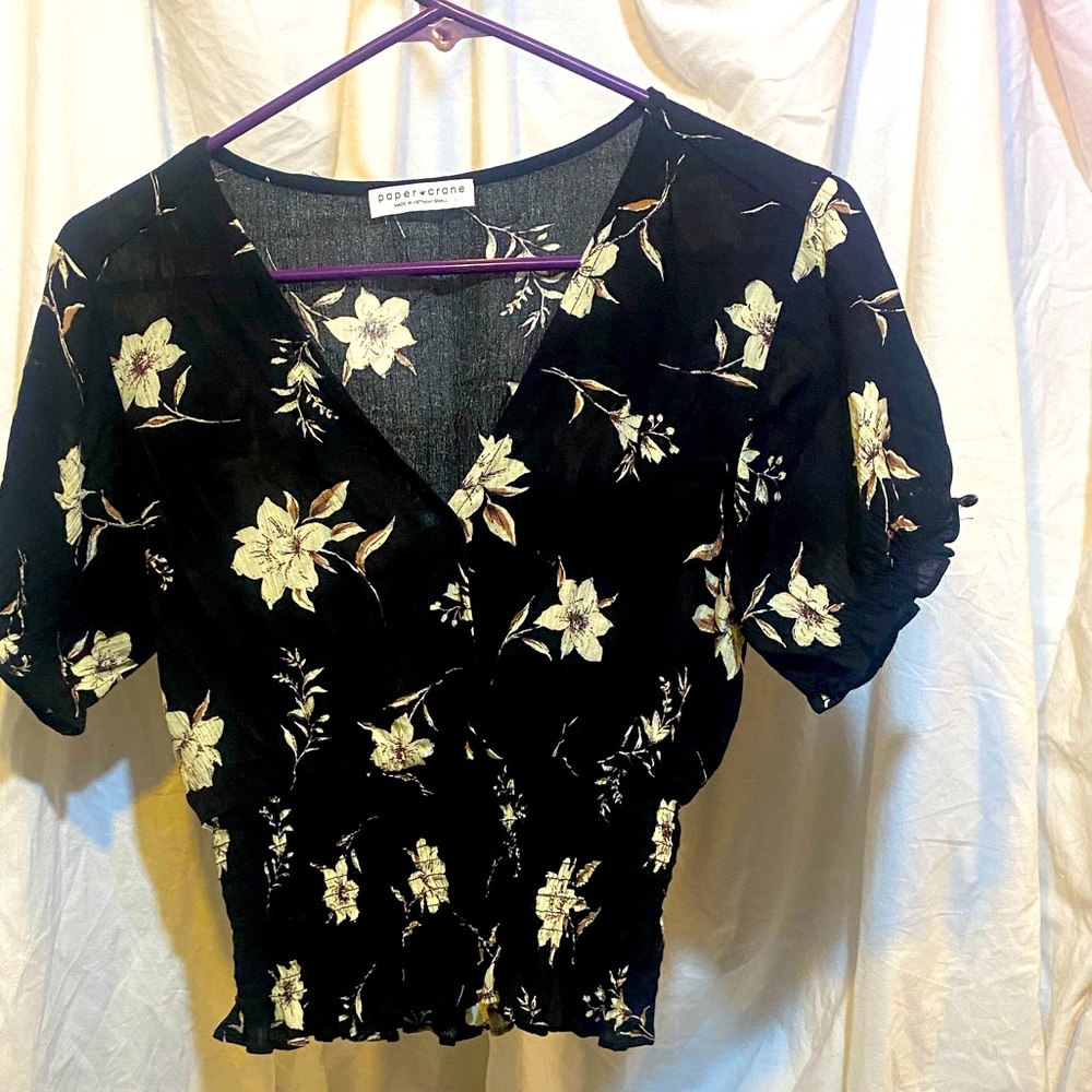 Paper crane size small floral blouse